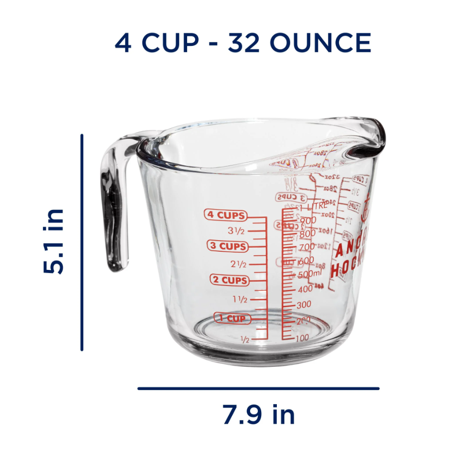 Anchor Hocking Glass Measuring Cup, 4 Cup