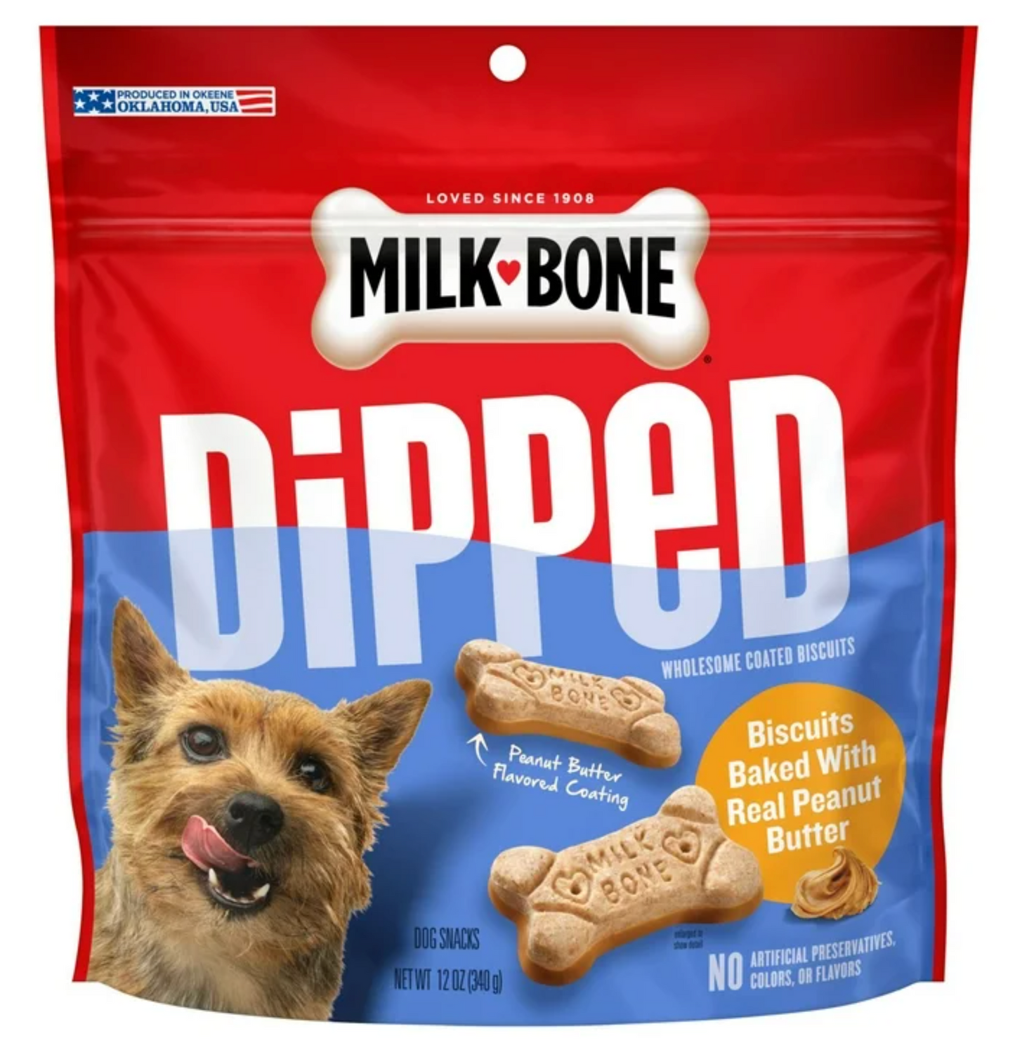 Milk Bone Dipped Dog Biscuits Baked With Real Peanut Butter, 12 oz