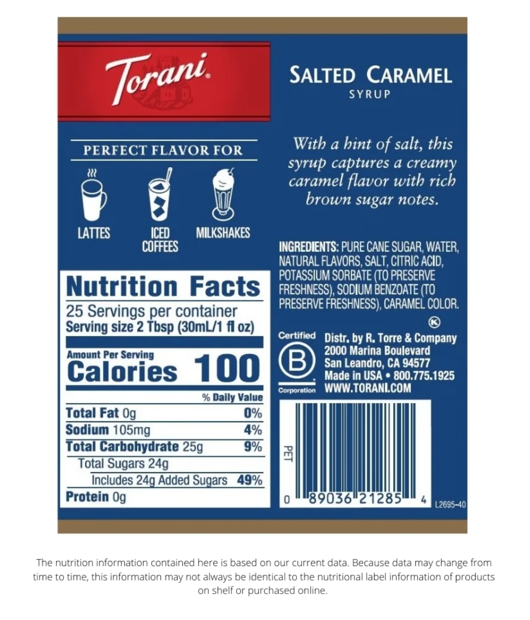 Torani Salted Caramel Flavoring Syrup, 25.4 oz