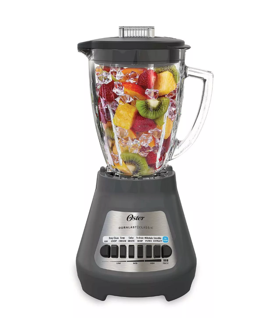 Oster Party Blender with Ice Crushing Power, 8 Speeds, 6 Cups (Grey)