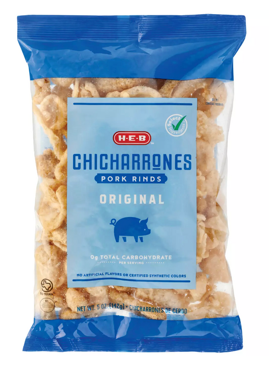 H‑E‑B Chicharrones Pork Rinds - Original, 5 oz (Pack of 2)