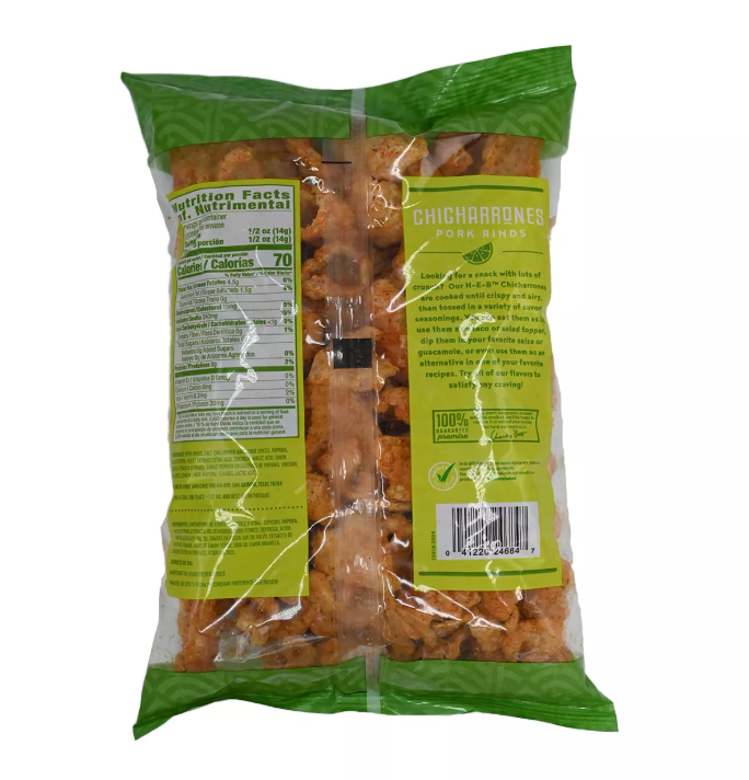 H‑E‑B Chicharrones Pork Rinds - Chile Lime, 5oz (Pack of 2)