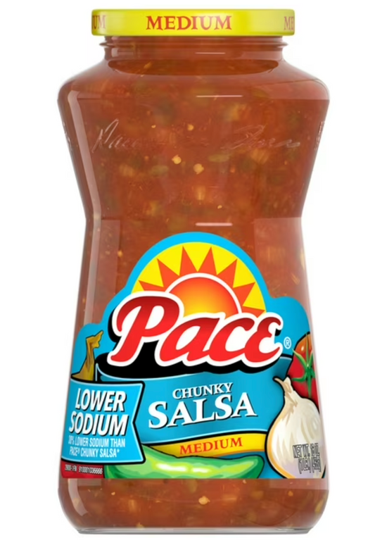 Pace Lower Sodium Chunky Medium Salsa, 16 oz Jar (Pack of 2)
