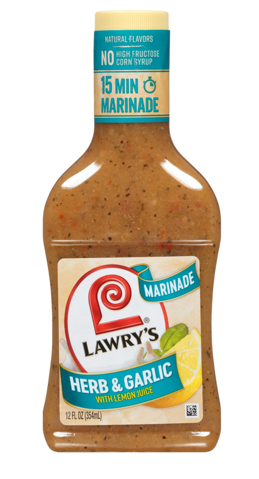 Lawry's Herb & Garlic With Lemon Marinade, 12 fl oz Bottle (Pack of 4)