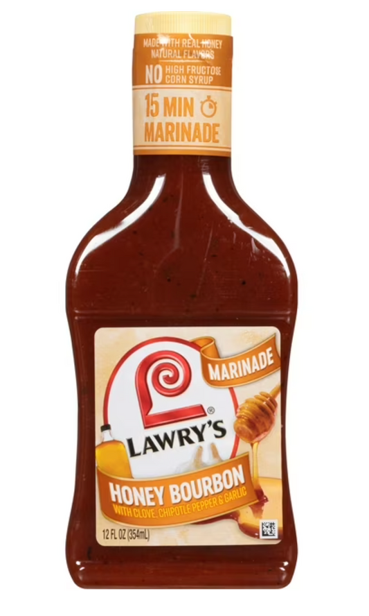 Lawry's Honey Bourbon Marinade, 12 fl oz Bottle, Pack of 4