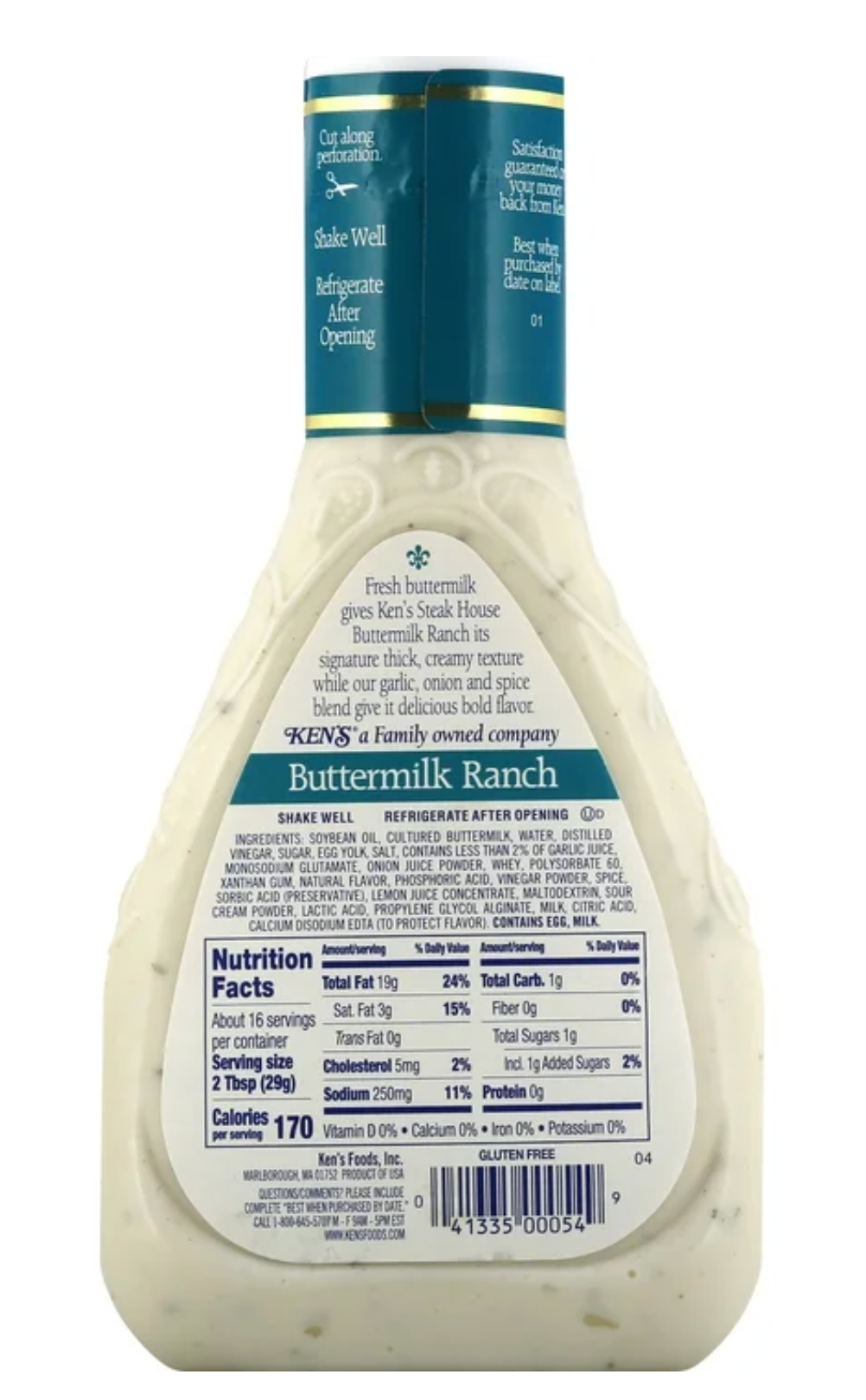 Ken's Steak House Buttermilk Ranch Salad Dressing 16 fl oz (Pack of 4)
