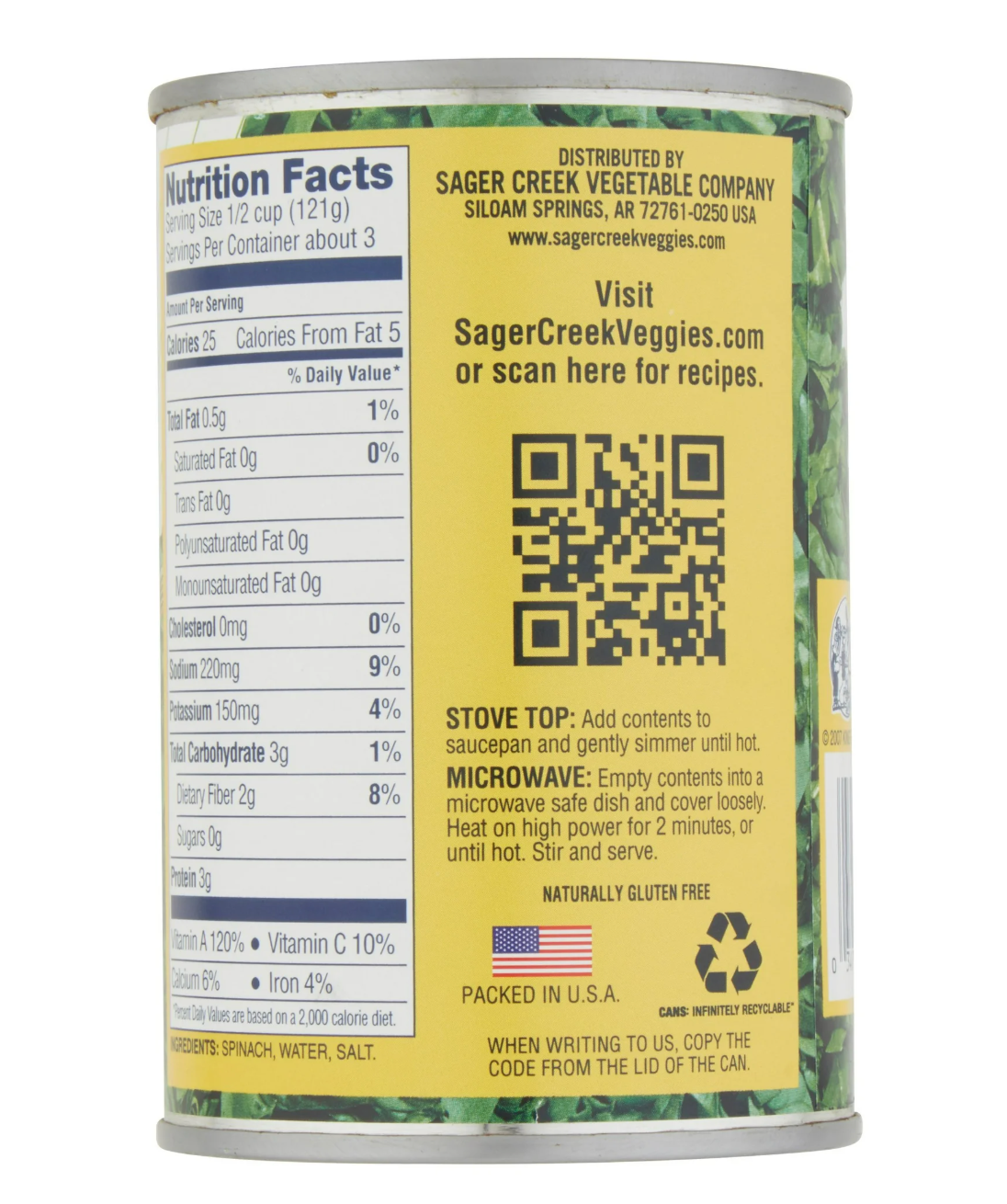Allens Popeye Chopped Spinach, 13.5 oz. (Pack of 4)
