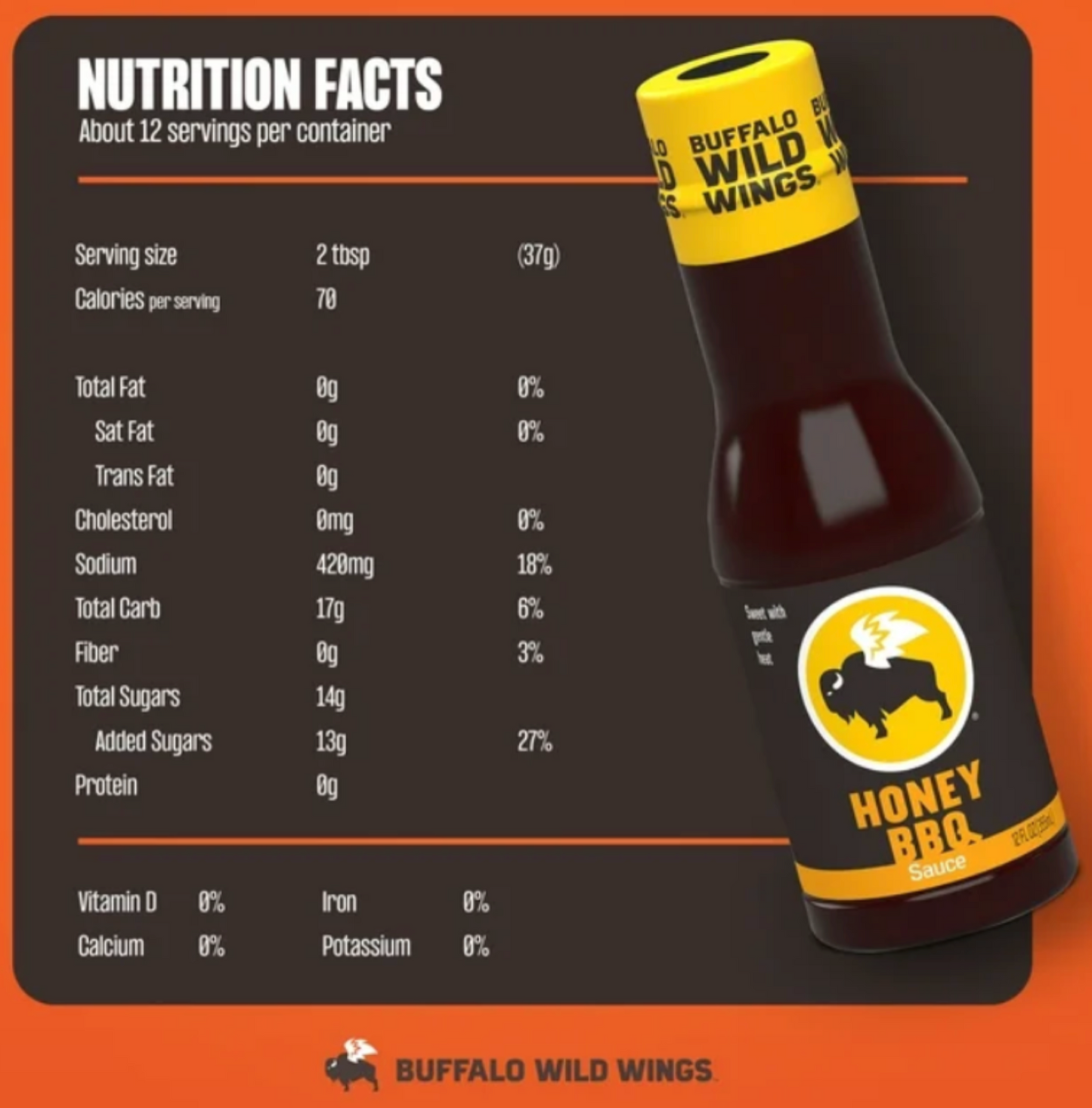 Buffalo Wild Wings Honey BBQ Sauce, 12 fl oz (Pack of 3)