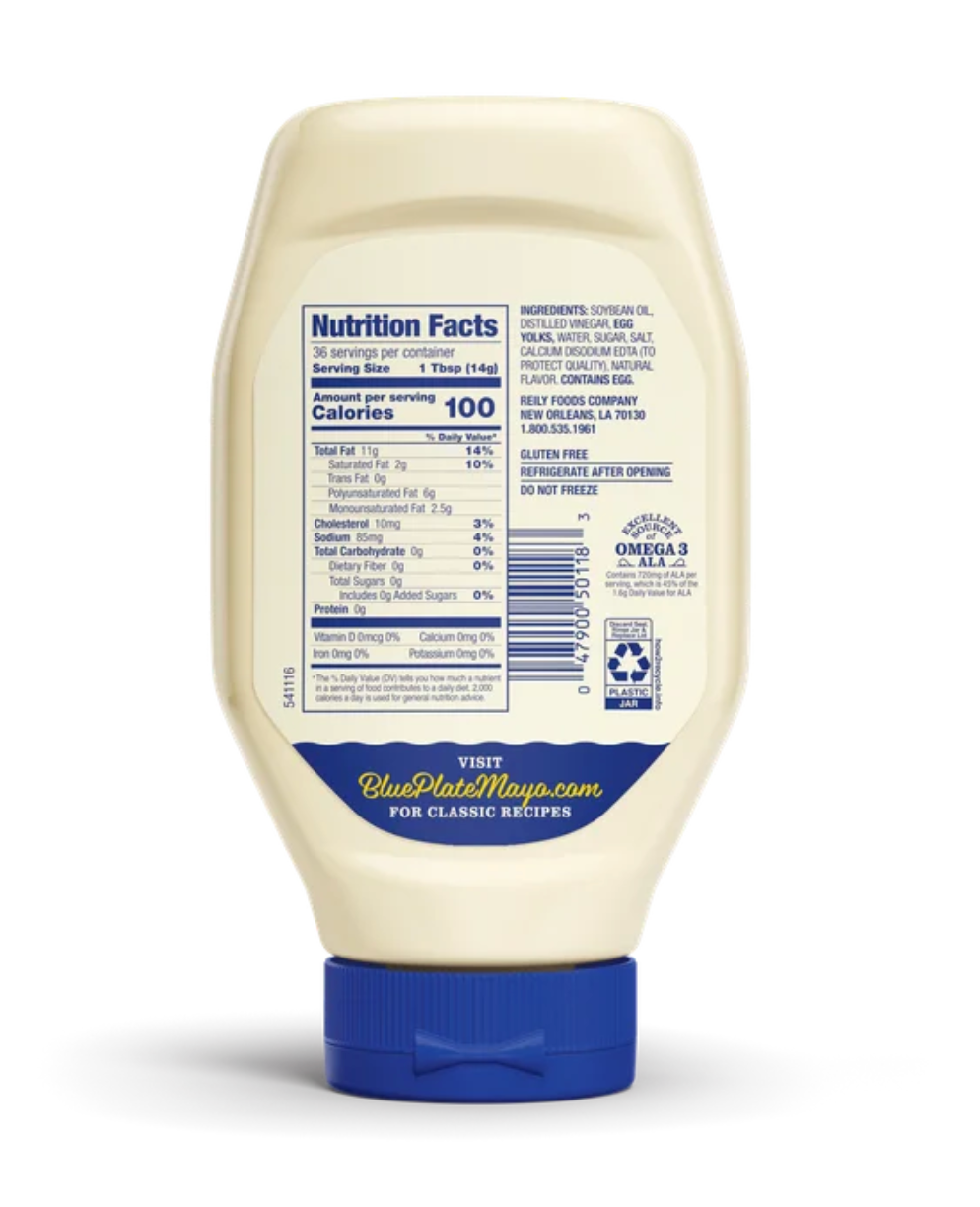 Blue Plate Real Mayonnaise,18 fl oz Squeeze Bottle, Pack of 2