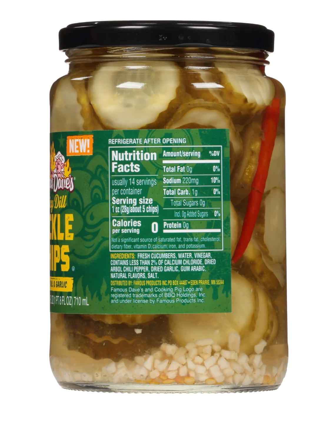 Famous Dave's Spicy Dill Pickle Chips, 24 fl oz Jar (Pack of 2)