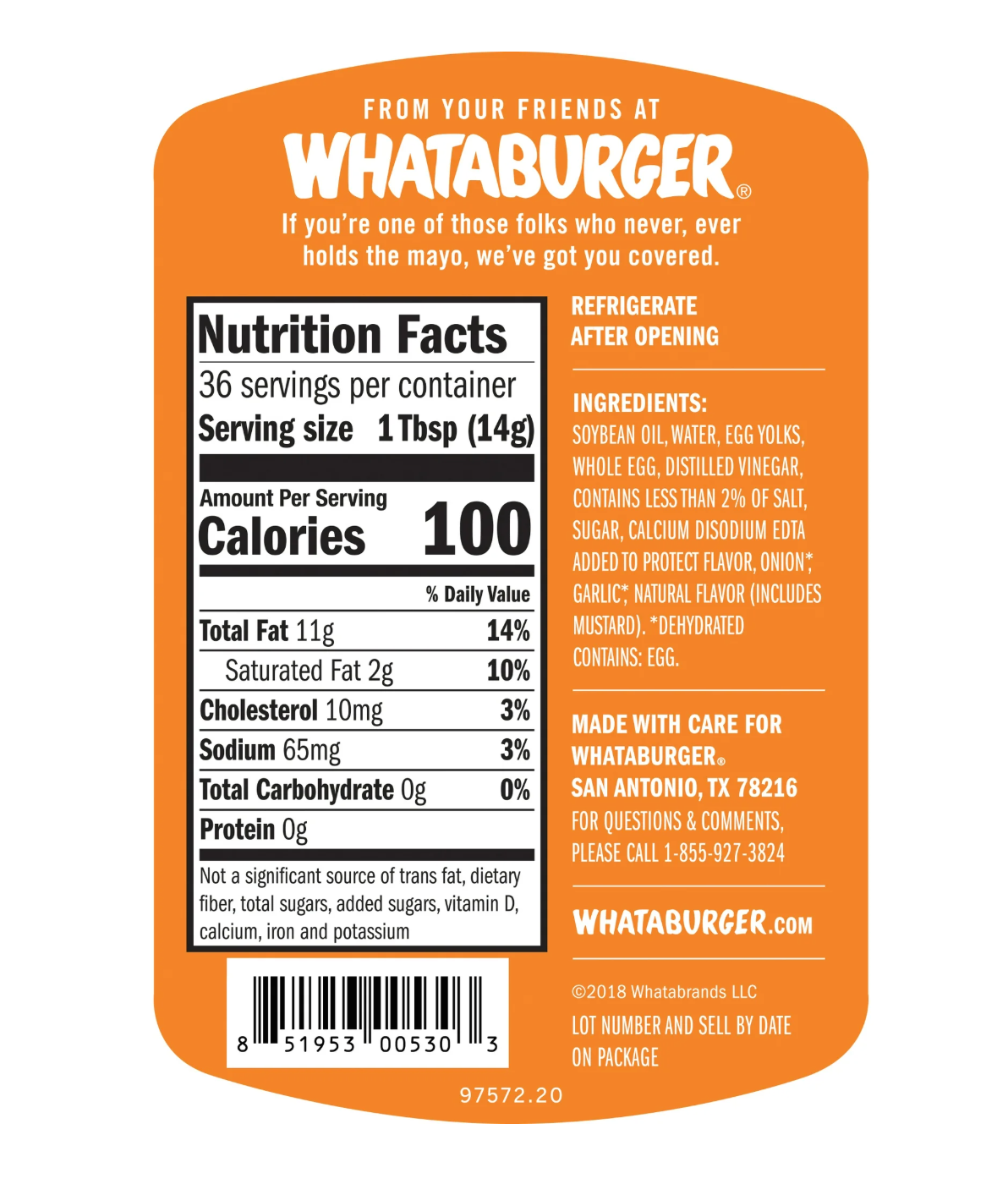 Whataburger Real Mayonnaise, 18 oz