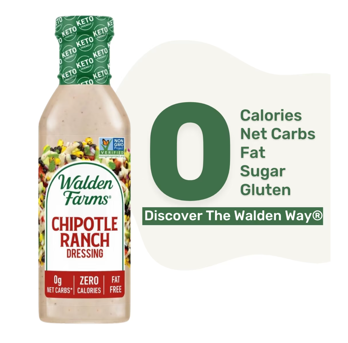 Walden Farms Chipotle Ranch Salad Dressing 12 oz (Pack of 4)