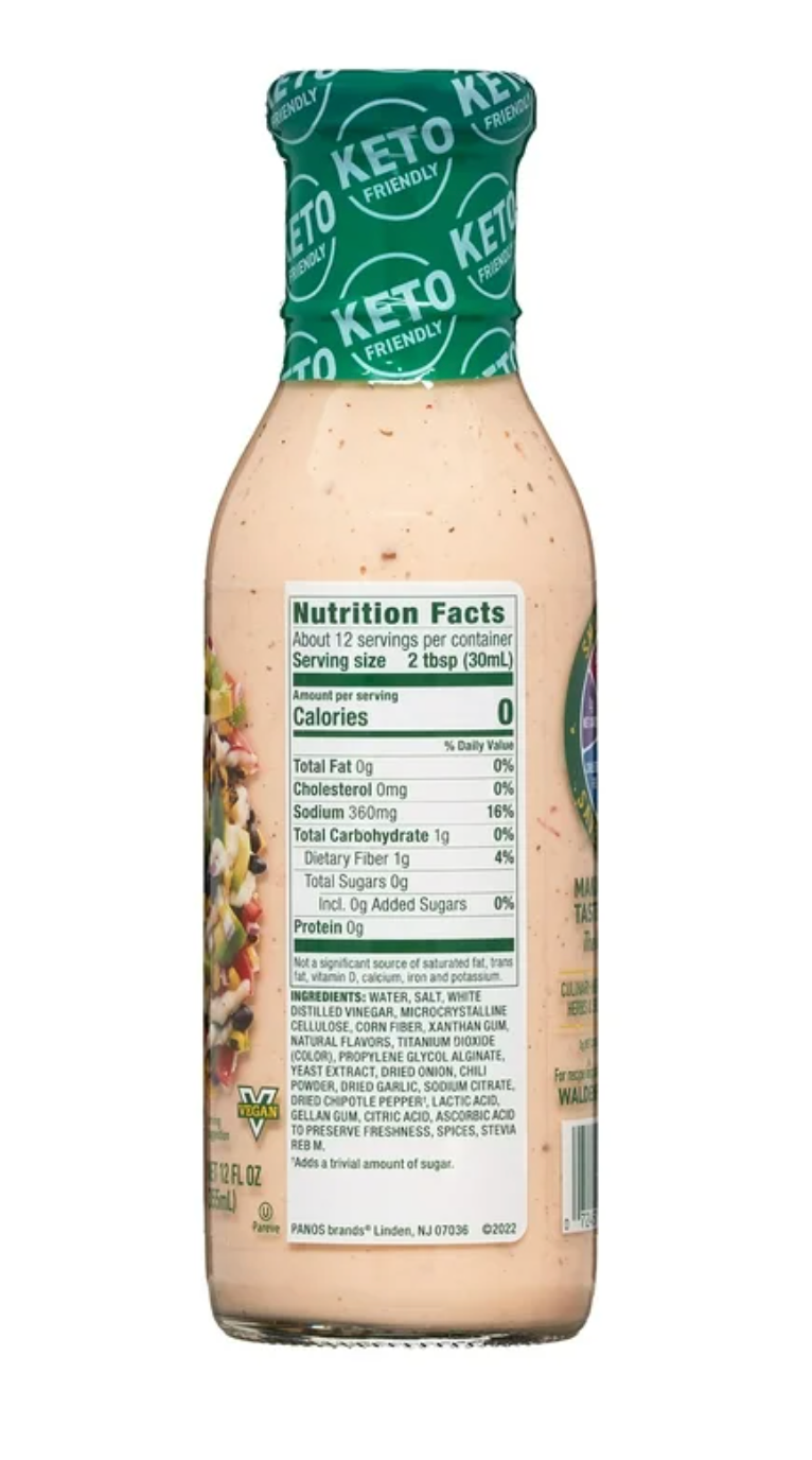 Walden Farms Chipotle Ranch Salad Dressing 12 oz (Pack of 4)