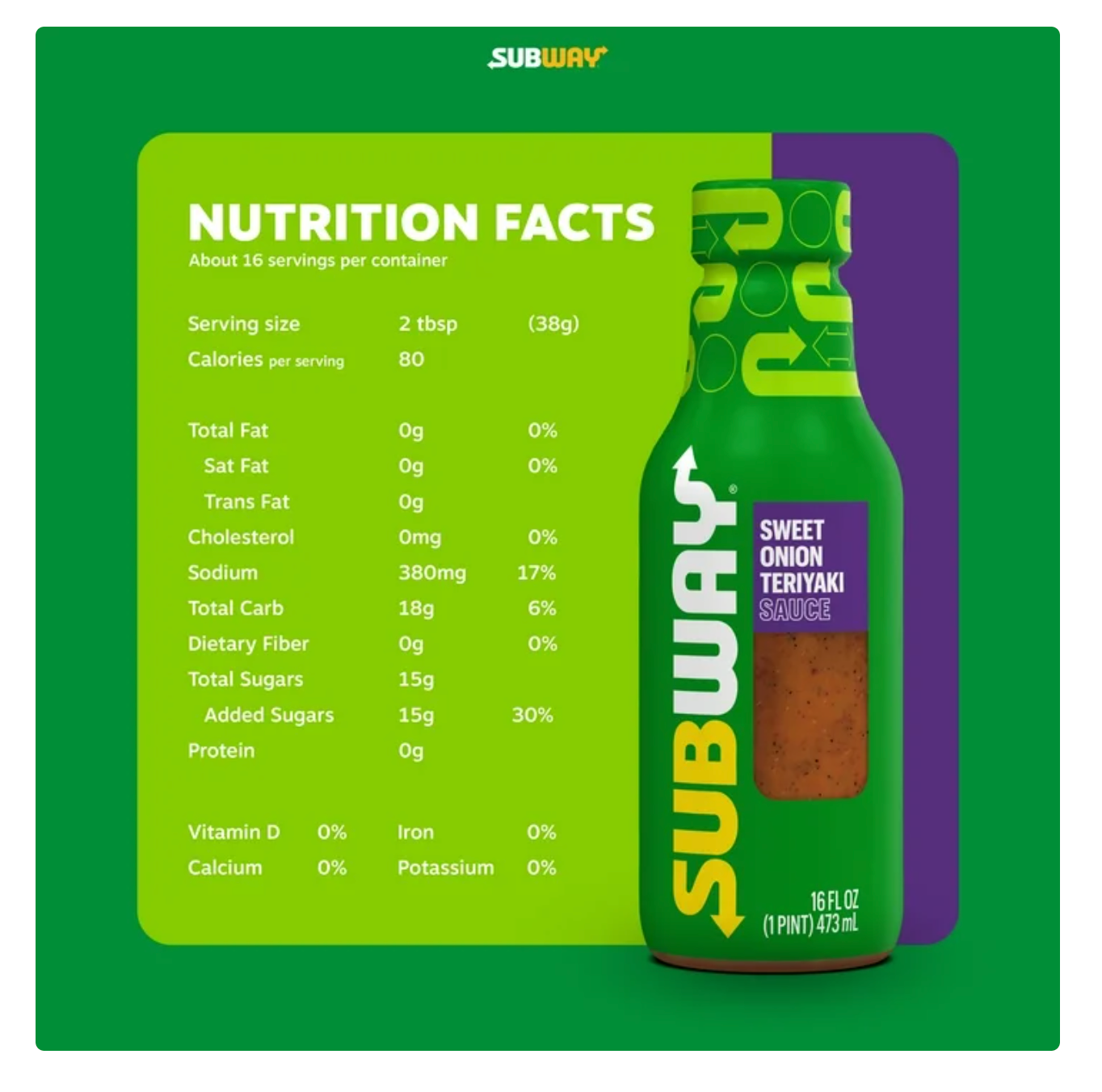 Subway Sweet Onion Teriyaki Sauce, 16 fl oz (Pack of 3)