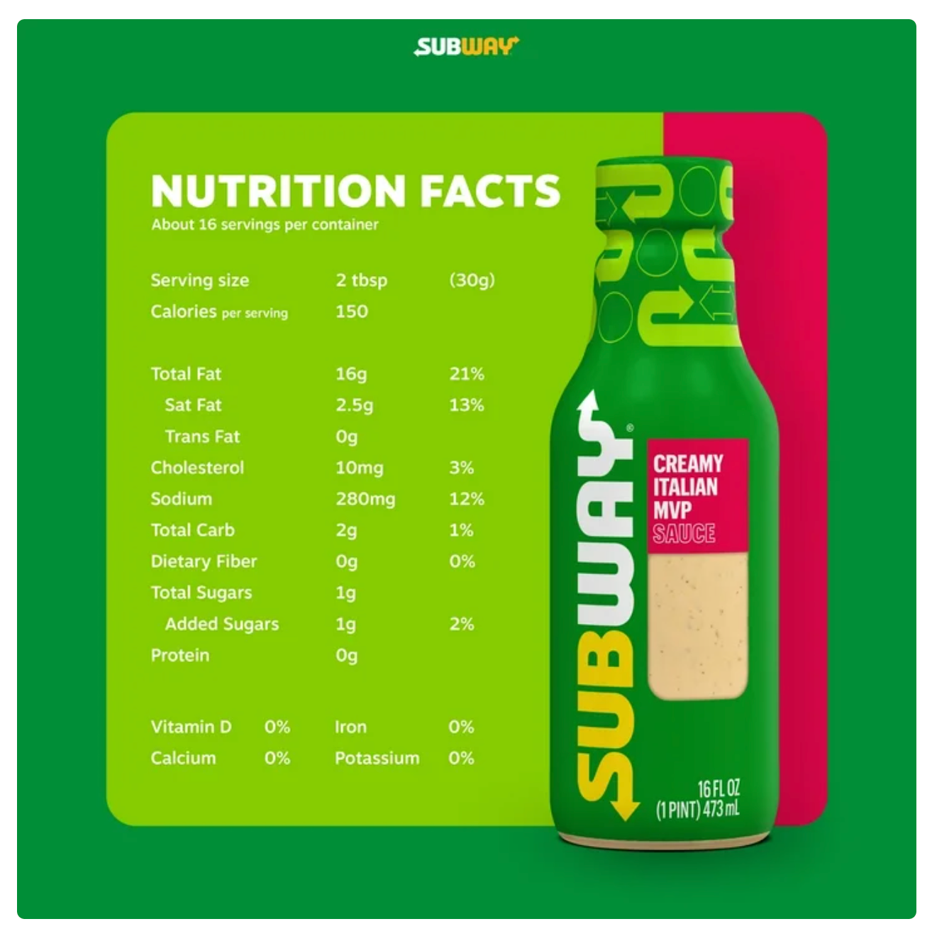 Subway Creamy Italian MVP Sauce, 16 fl oz (Pack of 3)