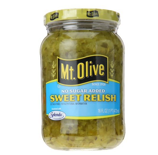 Mt. Olive No Sugar Added Sweet Relish, 16oz (Sweetened with Splenda)