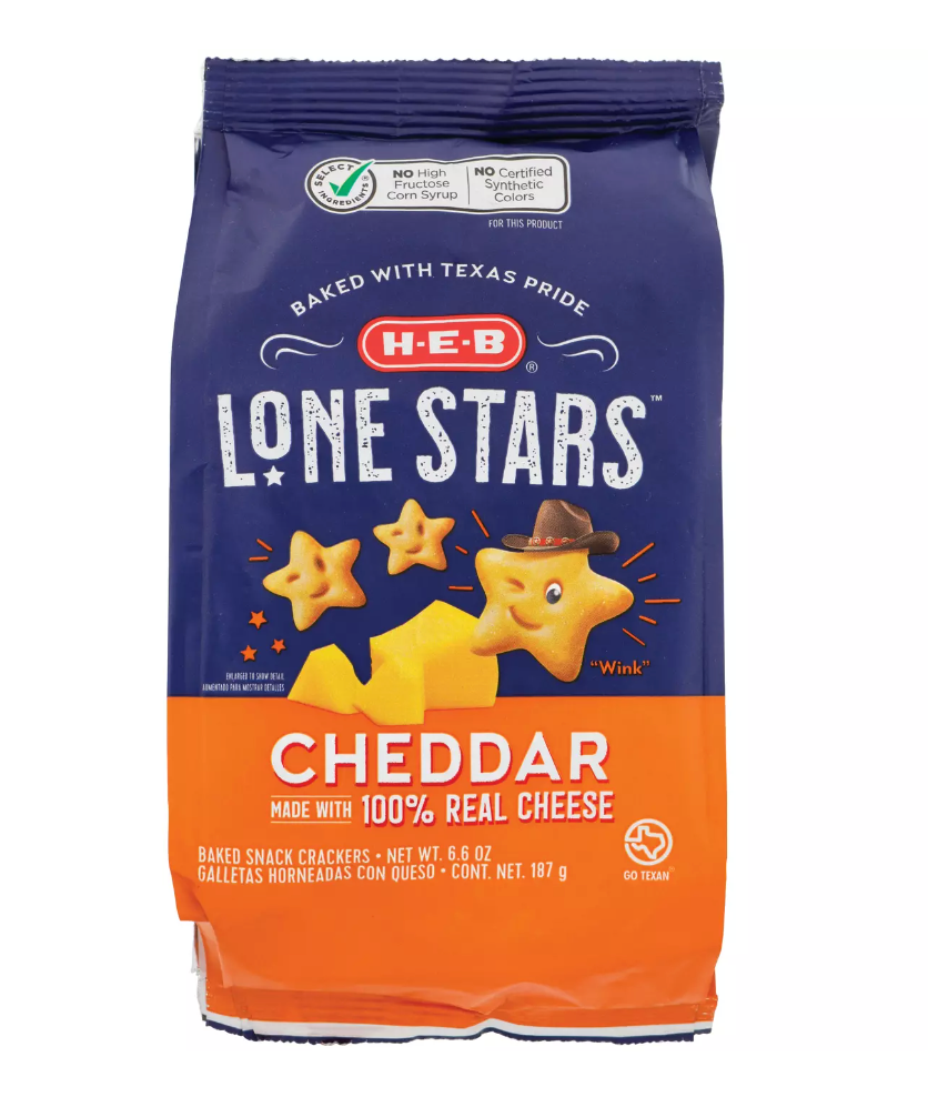 H‑E‑B Cheddar Lone Stars Baked Snack Crackers, 6.6 oz (Pack of 2)