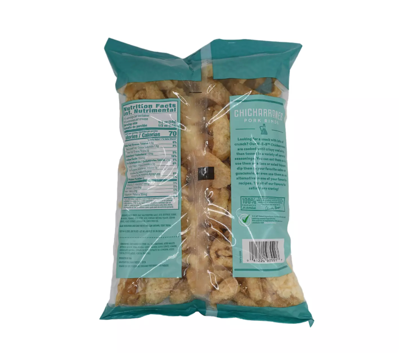 H‑E‑B Chicharrones Pork Rinds - Salt & Vinegar, 5oz (Pack of 2)