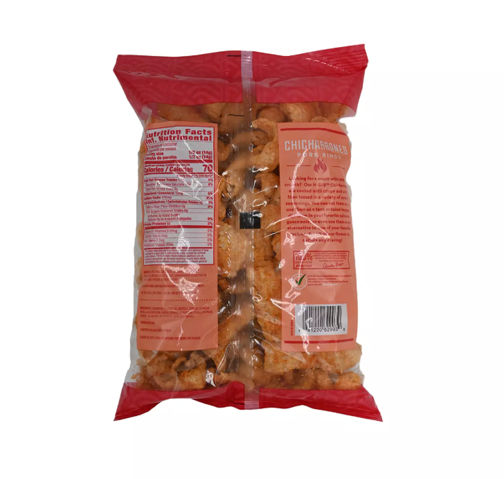 H‑E‑B Chicharrones Pork Rinds - Hot & Spicy (Pack of 2)