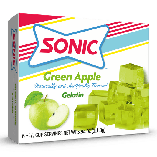 Sonic Green Apple Gelatin Mix, 6 Servings, 3.94 oz Cardboard Box (Pack of 3)
