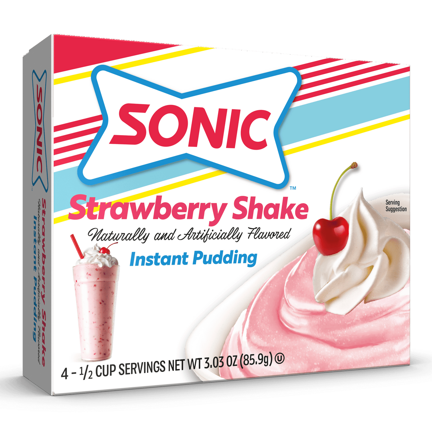 Sonic Strawberry Shake Instant Pudding Mix, 4 Servings, 3.03 oz Cardboard Box (Pack of 3)