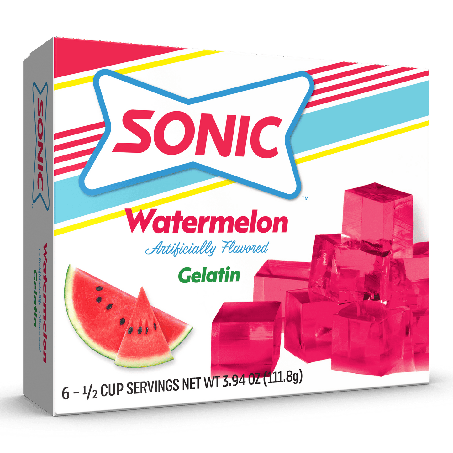 Sonic Watermelon Gelatin Mix, 6 Servings, 3.94 oz Shelf-Stable Cardboard Box (Pack of 5)