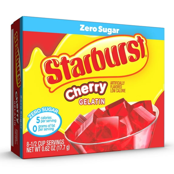 Starburst Sugar-Free Cherry Gelatin Mix, 8 Servings, 0.62 oz Cardboard Box (Pack of 5)