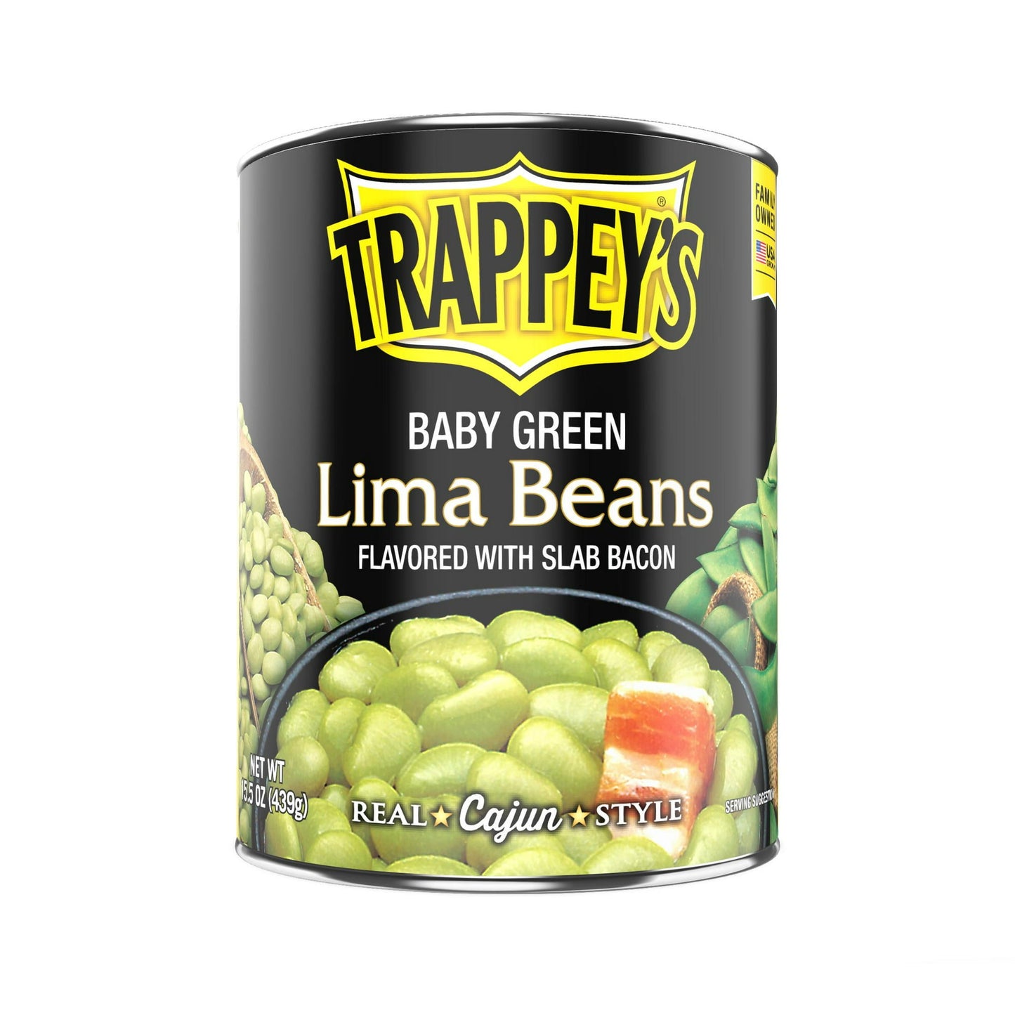 Trappey's Green Lima Beans with Bacon, 15.5 oz., Can