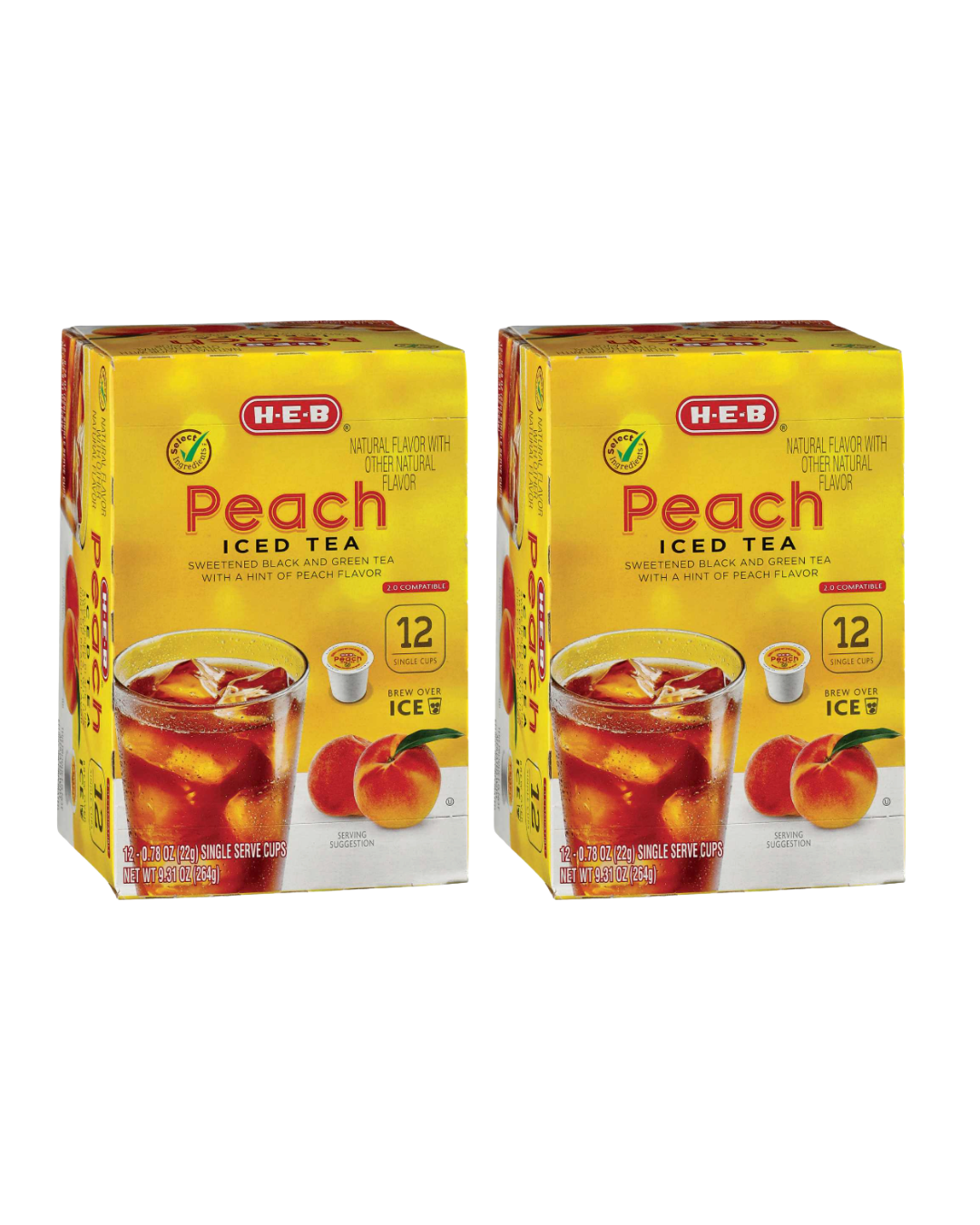 H‑E‑B Iced Tea Single Serve Cups - Peach, 12ct (Pack of 2)