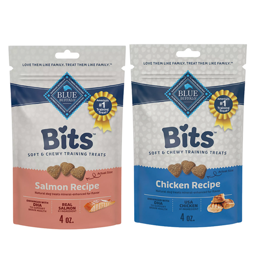 Blue Buffalo Bits Soft Dog Treats Variety Pack, 4oz each (Salmon and Chicken)