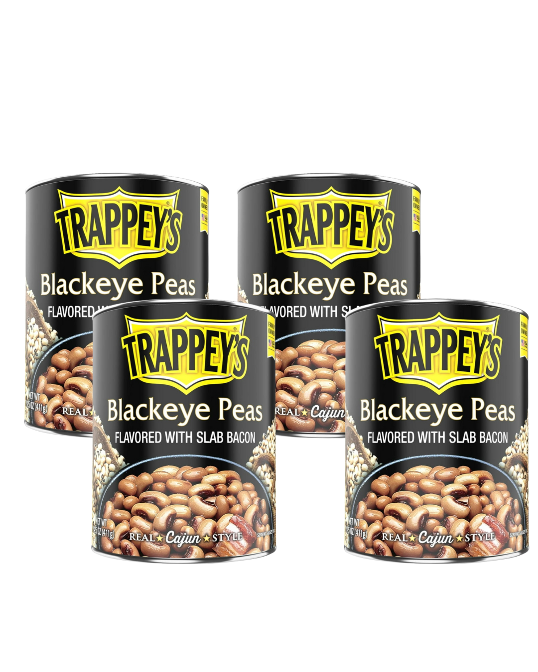 Trappey’s Black Eye Peas Flavored with Slab Bacon, 15.5 oz. (Pack of 4)