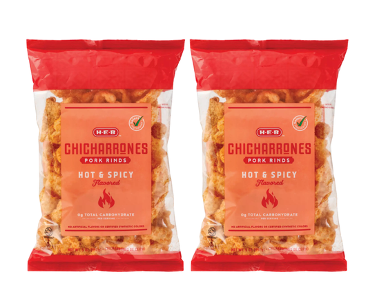 H‑E‑B Chicharrones Pork Rinds - Hot & Spicy (Pack of 2)