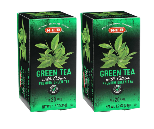H‑E‑B Green Tea with Citrus Premium Tea Bags, 20ct, 1.02 oz (Pack of 2)