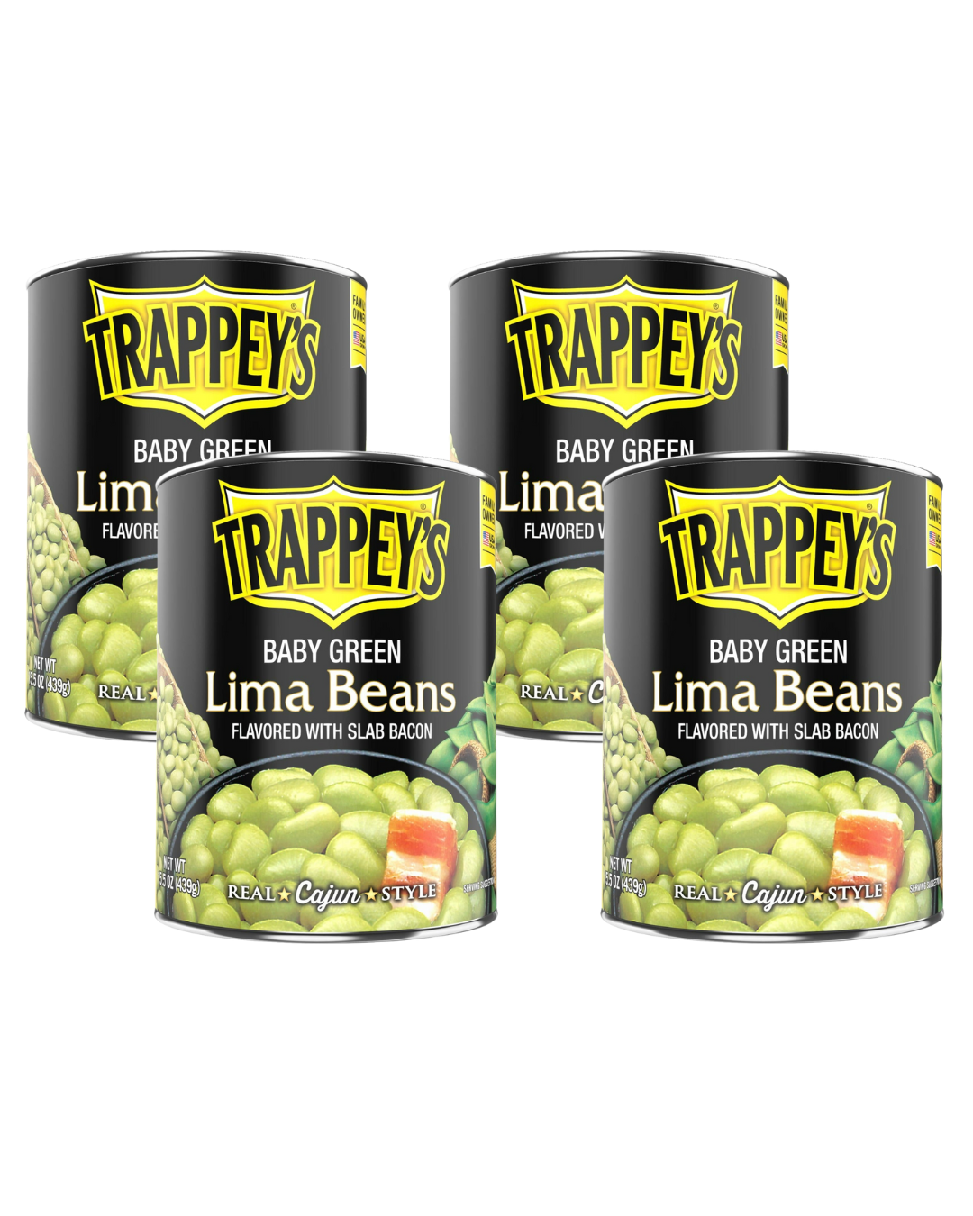 Trappey's Green Lima Beans with Bacon, 15.5 oz. (Pack of 4)