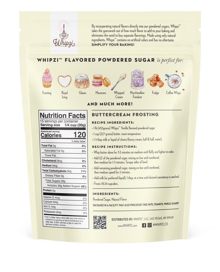Whipzi Vanilla Flavor Powdered Sugar 1 lb