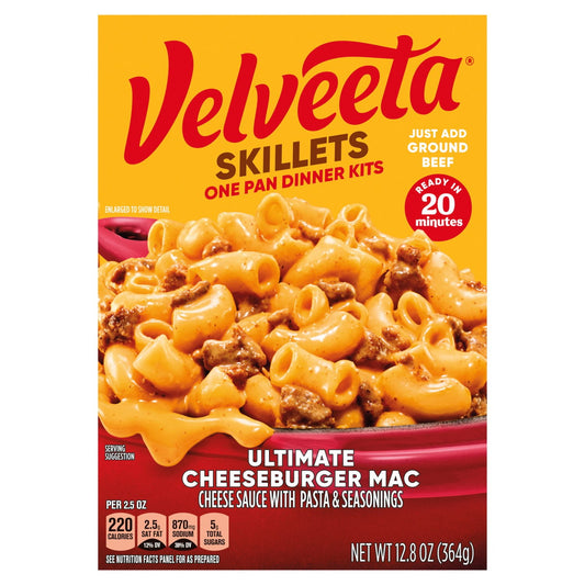 Velveeta Cheesy Skillets Dinner Kit Ultimate Cheeseburger Mac Box 12.8 oz, Pack of 2