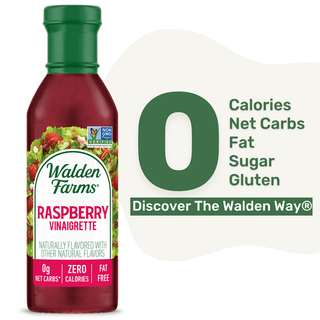 Walden Farms Raspberry Vinaigrette Dressing, 12 oz. Bottle, Keto and Kosher, Natural Sweet Tangy Flavor