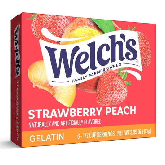 Welch's Strawberry Peach Gelatin Mix, 6 Servings, 3.99 oz Cardboard Box (Pack of 3)