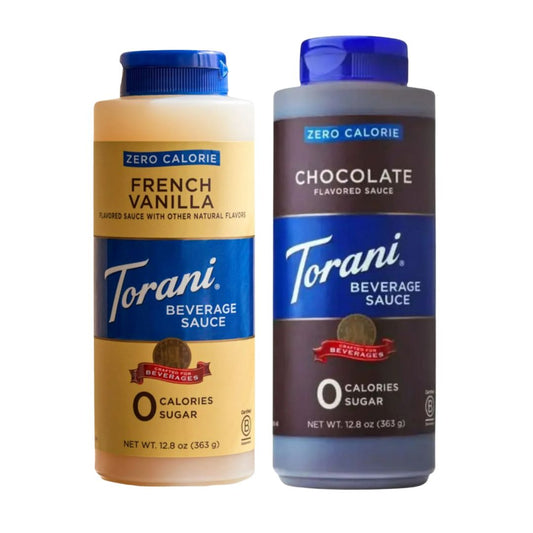 Torani Zero Calorie Beverage Sauce Bundle – French Vanilla & Chocolate (12.8 fl oz each) (Pack of 2)