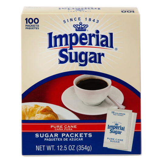Imperial Sugar Pure Cane Sugar Packets, 100 Ct, 12.5 oz