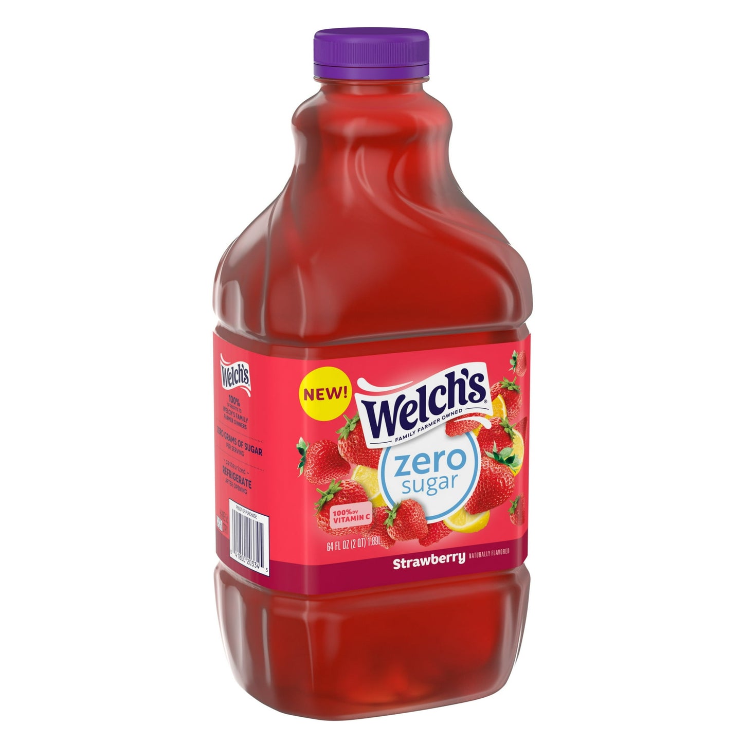 Welch's Strawberry Zero Sugar Drink, 64 fl oz Bottle, Pack of 2