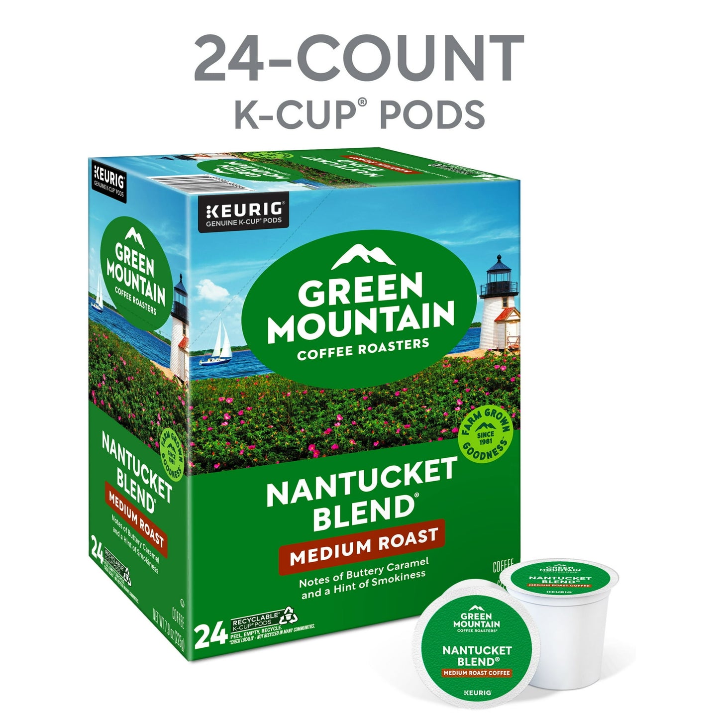 Green Mountain Coffee Roasters, Nantucket Blend Medium Roast K-Cup Coffee Pods, 24 Count, 7.9 oz