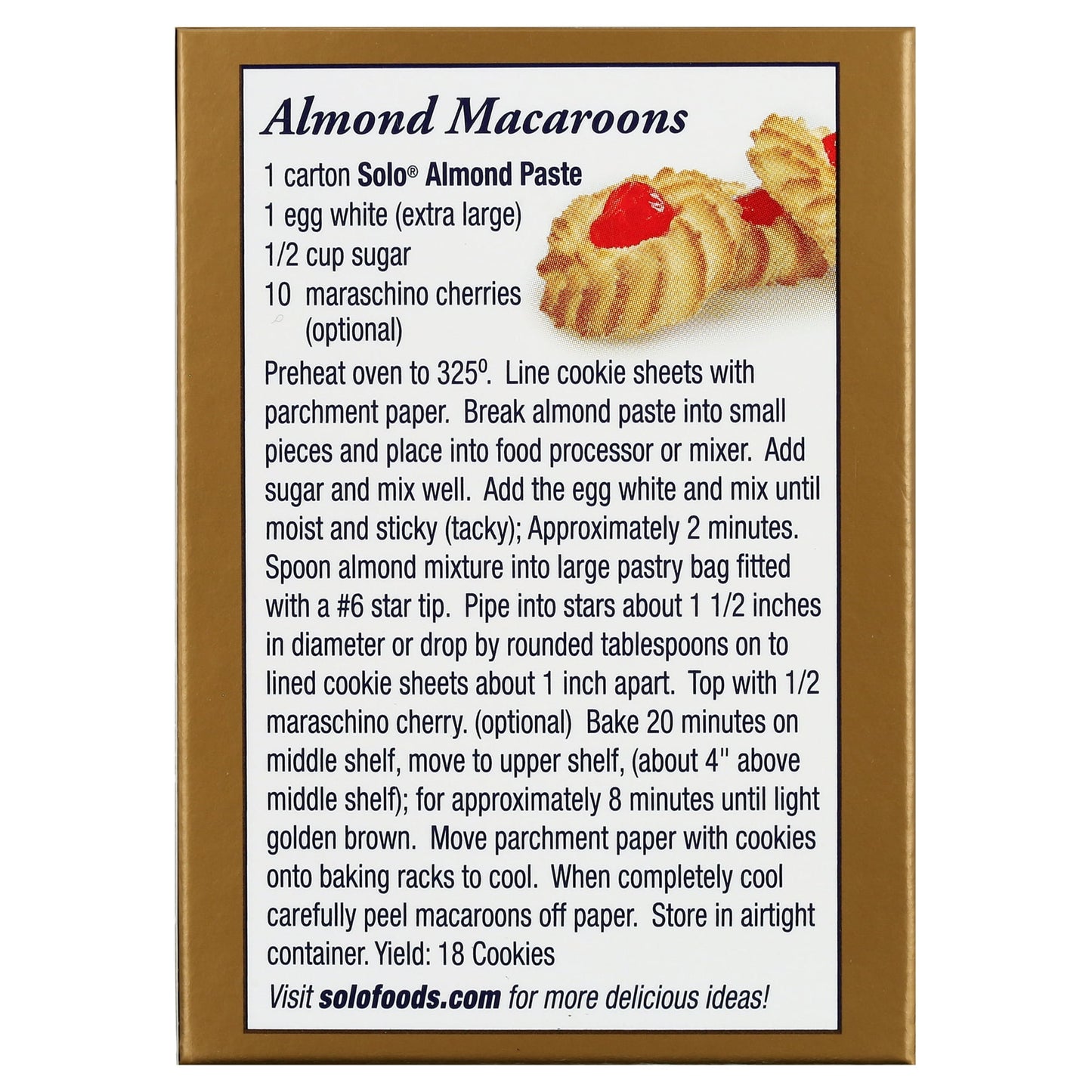 Solo Gluten-Free Almond Paste, Baking Mix Box 8 oz