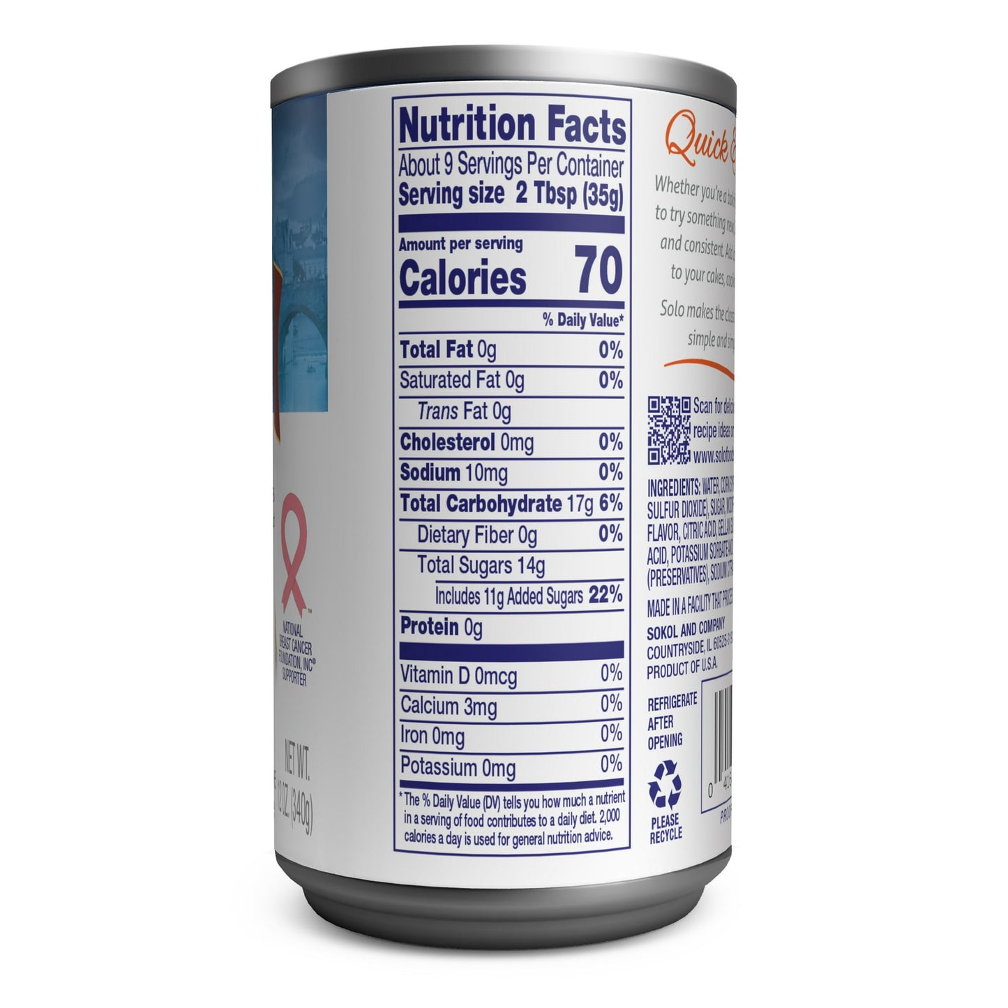 Solo Gluten-Free Apricot Cake & Pastry Paste Filling, 12 oz