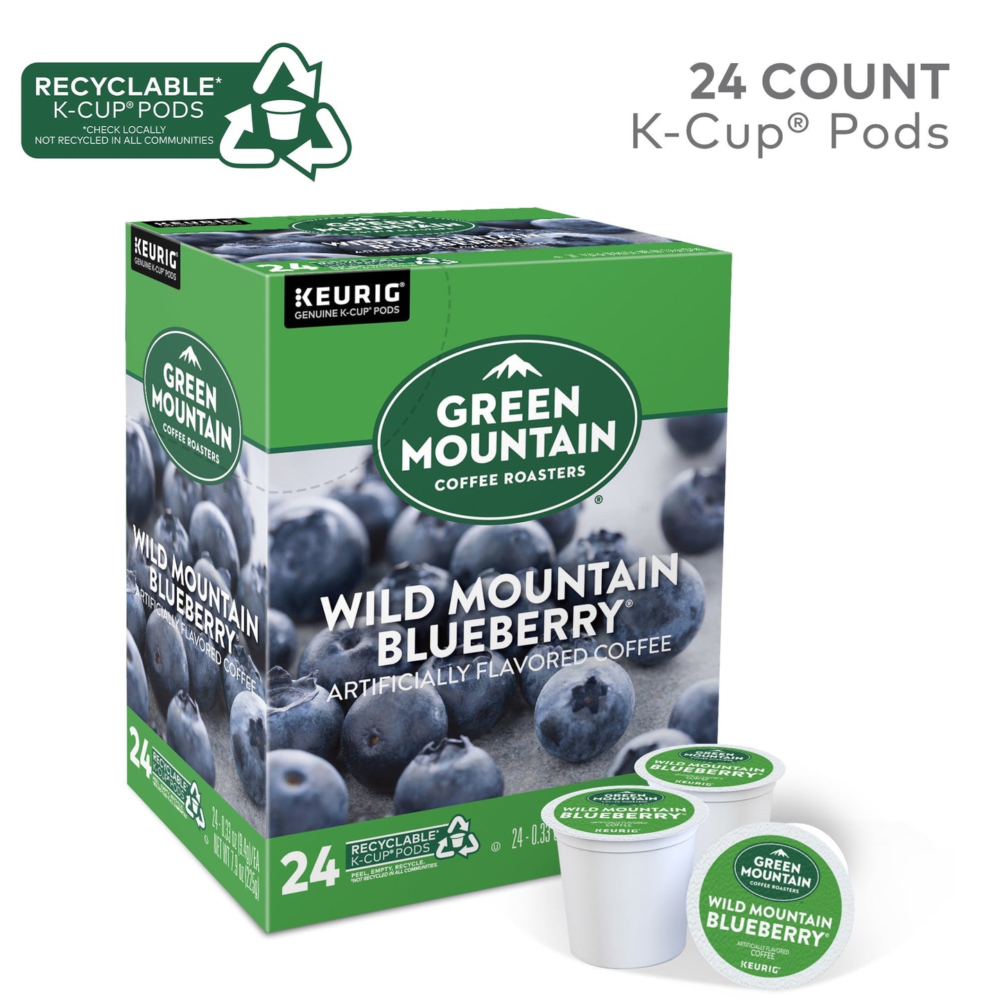 Green Mountain Coffee Roasters, Wild Mountain Blueberry Light Roast K-Cup Coffee Pods, 24 Count