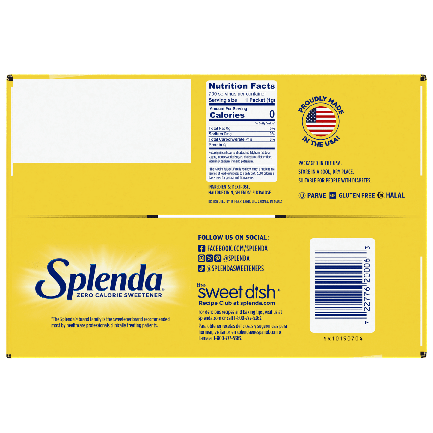Splenda Zero Calorie Sweetener, Sugar Substitute Packets, 700 Count, Cardboard Box (Pack of 2)