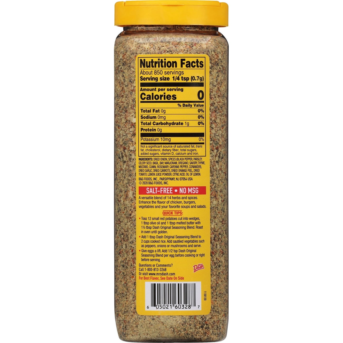 Dash Original Seasoning Blend, Salt-Free, Kosher, 21 oz Shaker