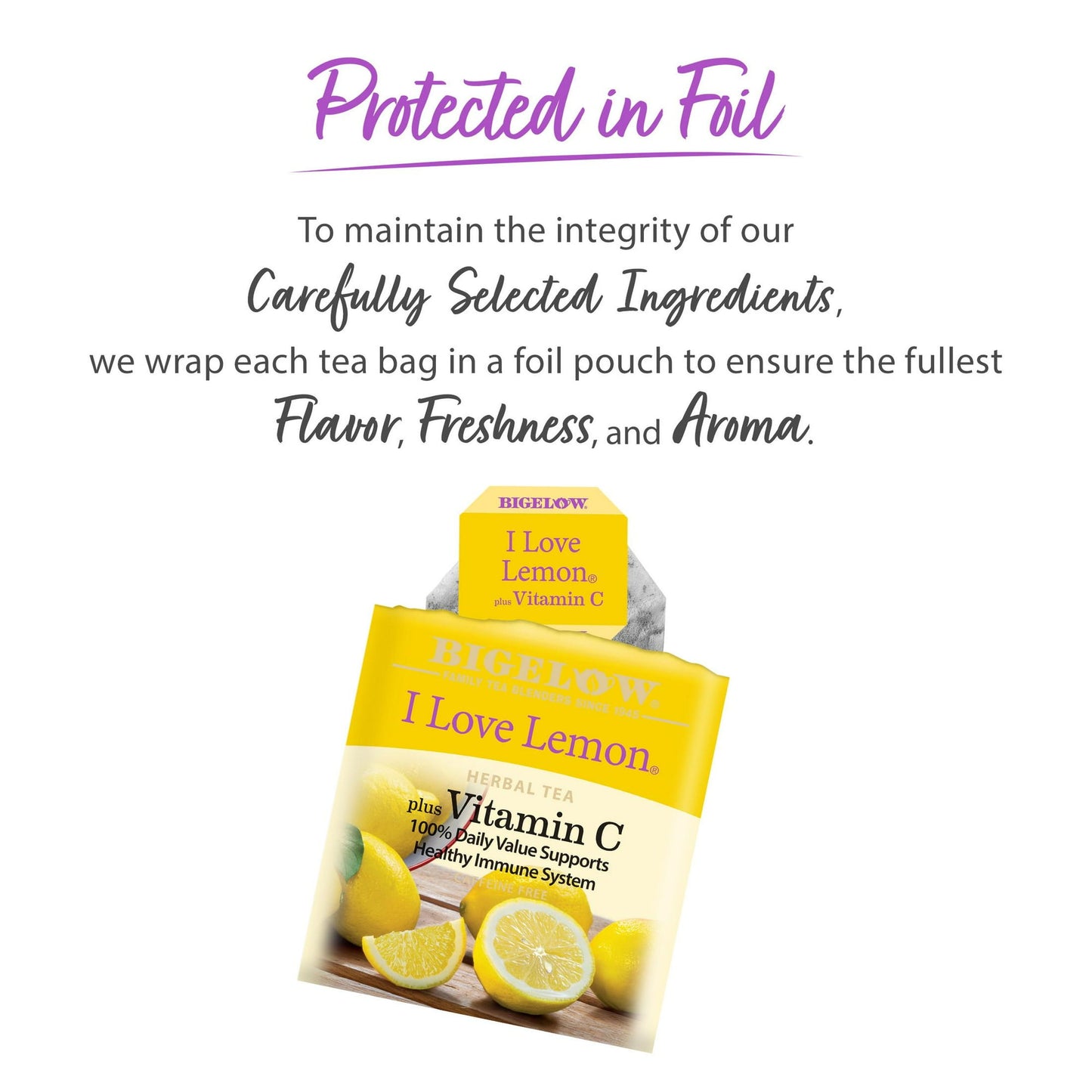 Bigelow I Love Lemon with Vitamin C Herbal Tea, 20 Count, 1.28 oz (Pack of 2)