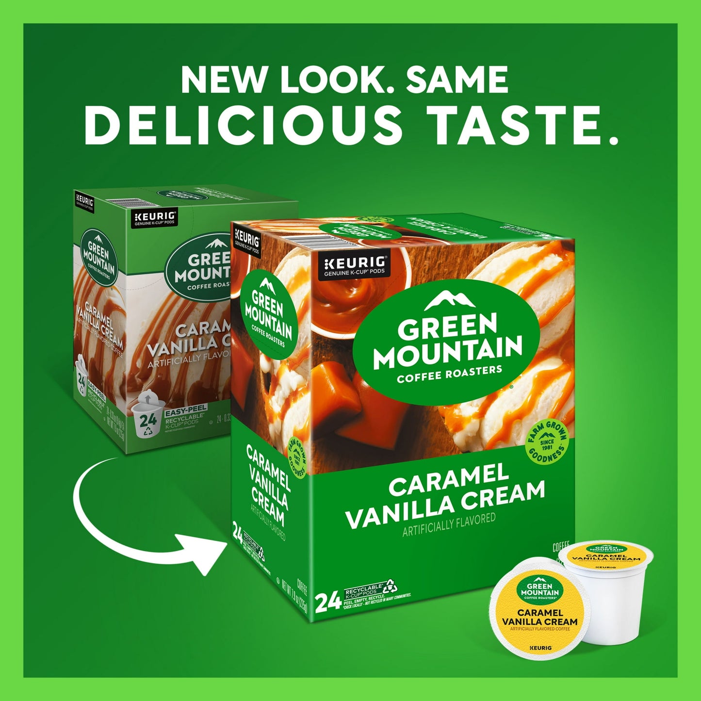 Green Mountain Coffee Roasters, Caramel Vanilla Cream Light Roast K-Cup Coffee Pods, 24 Count, 7.9 oz