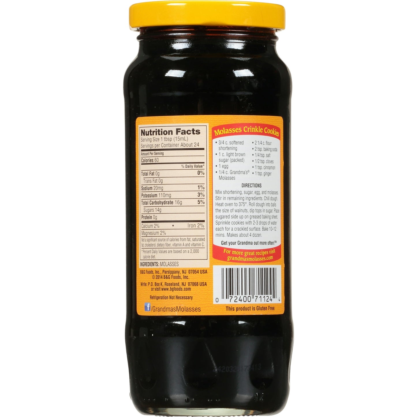 Grandma's Original Molasses, Unsulphured, 12 fl oz Jar (Pack of 2)